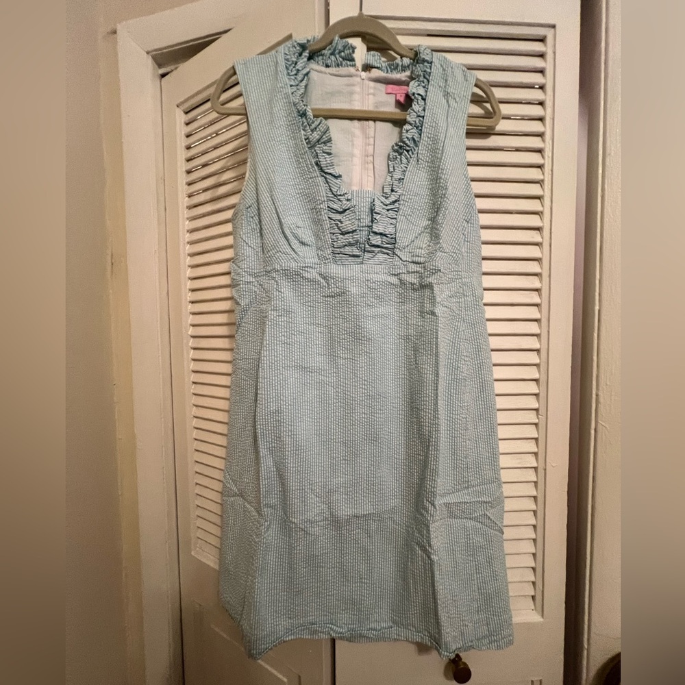 Blue seersucker Lilly Pulitzer dress